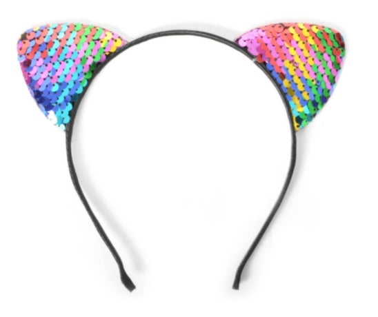 Rainbow Sequin Cat Ears on Headband