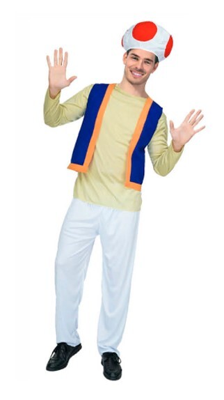 Mario Mushroom Toad Style Adult Costume