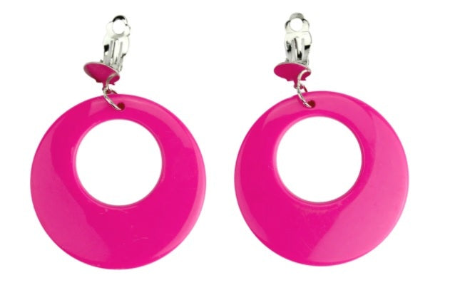 Neon Pink Clip-on Earrings