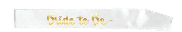 Hen's Party Bride To Be Sash - White & Gold