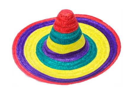 Mexican Striped Straw Sombrero