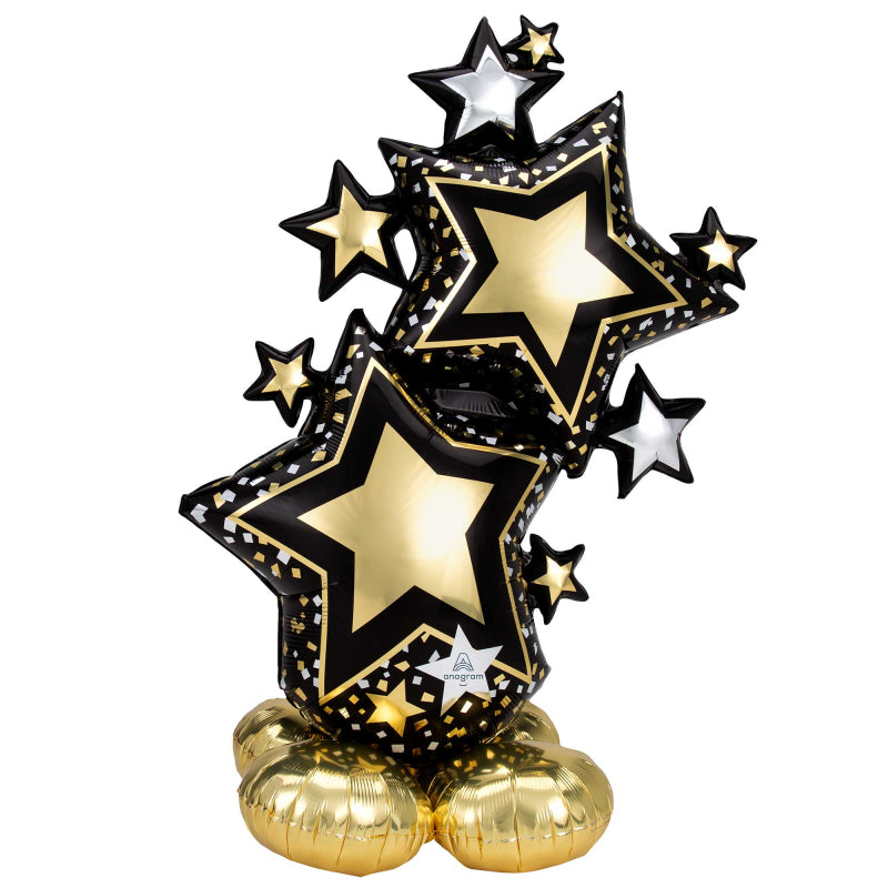 Airloonz Black & Gold Stars Balloon
