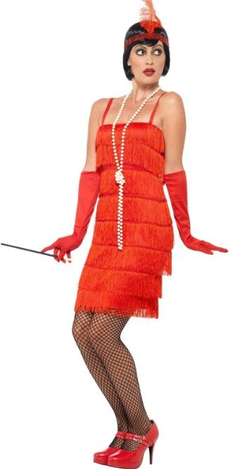 1920s Fringed Flapper Adult Costume - Red