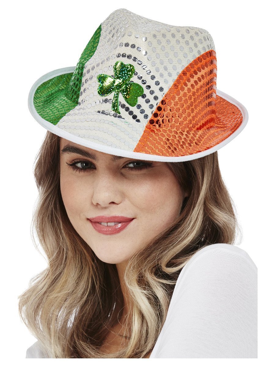 St Patrick's Day Irish Flag Sequin Trilby Hat