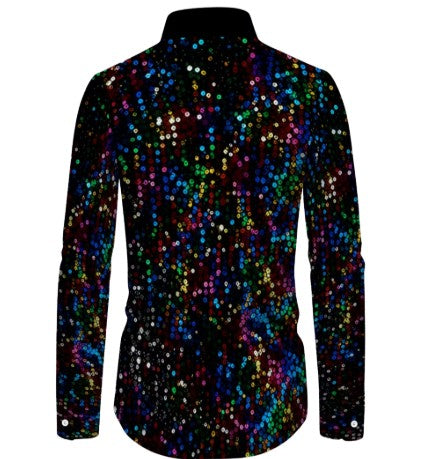 70s Disco Shirt - Rainbow Sequin Print