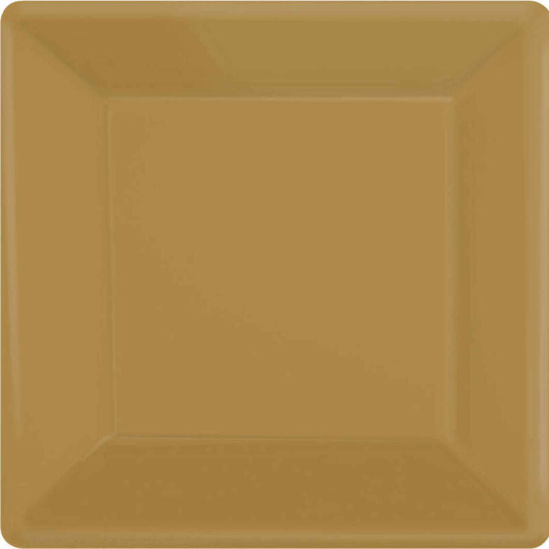 Paper Plates 23cm Square 20 Pk - Gold