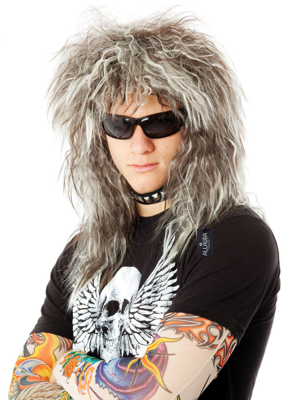 80s Glam Rock God Wig with Tattoo Sleeves