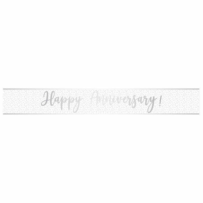 Happy Anniversary Silver Foil Banner - 2.7m
