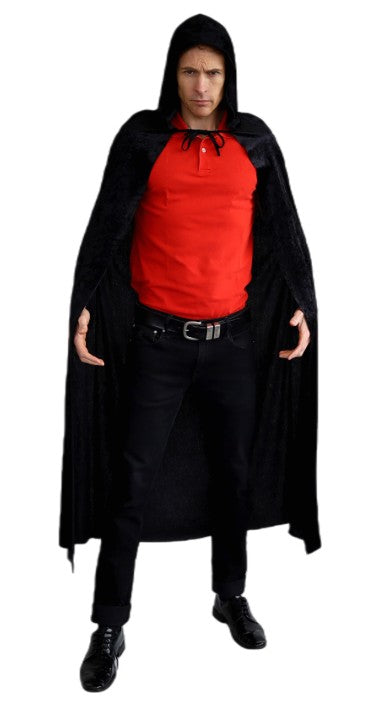 Black Velvet Hooded Cape