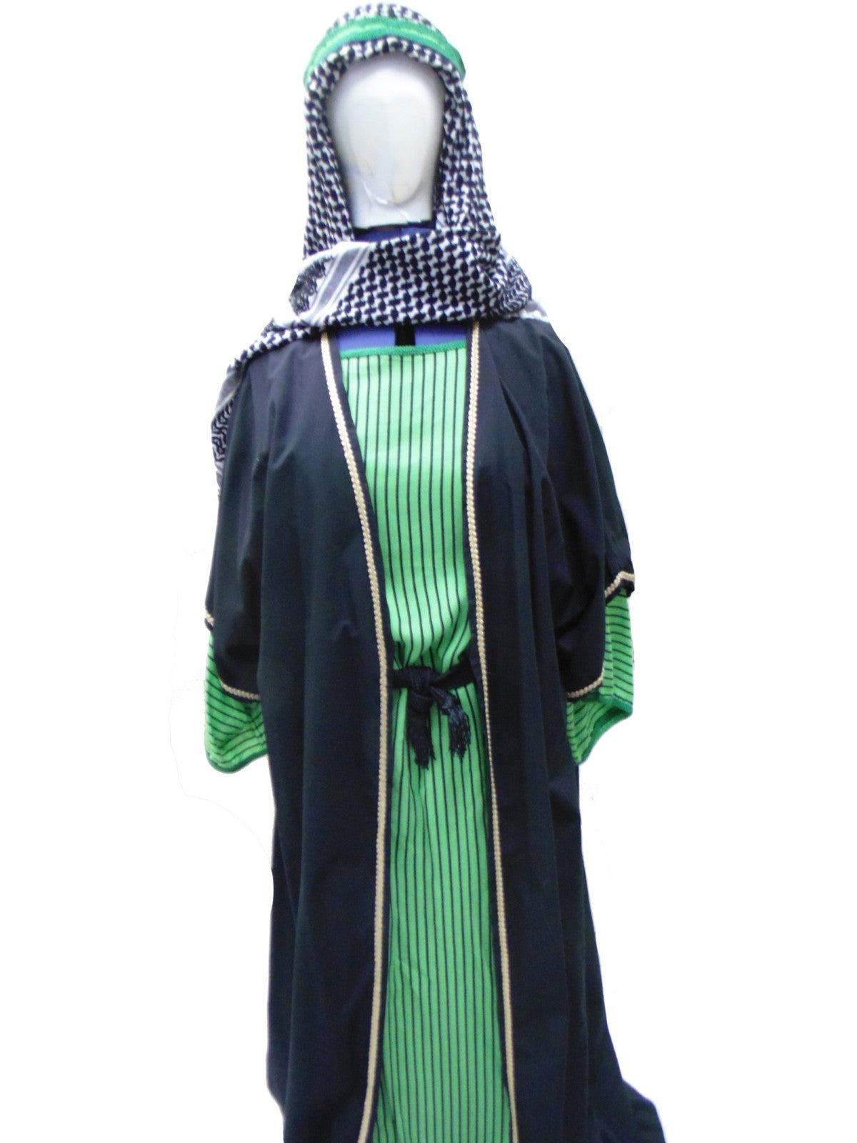 Arabian Bedouin - Green & Black Stripe Hire Costume*