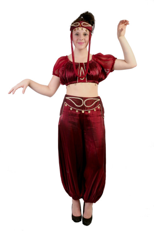 Midriff Genie - Maroon Hire Costume*