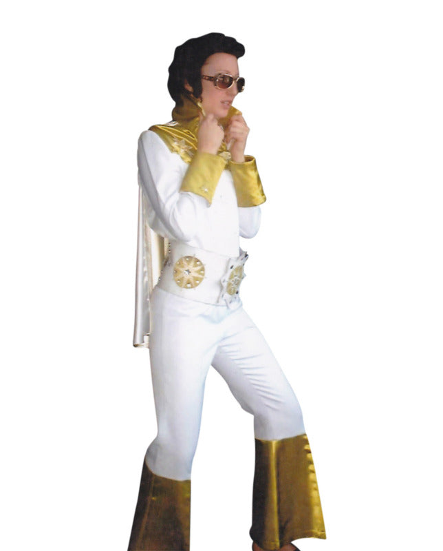 Elvis - White & Gold Hire Costume*