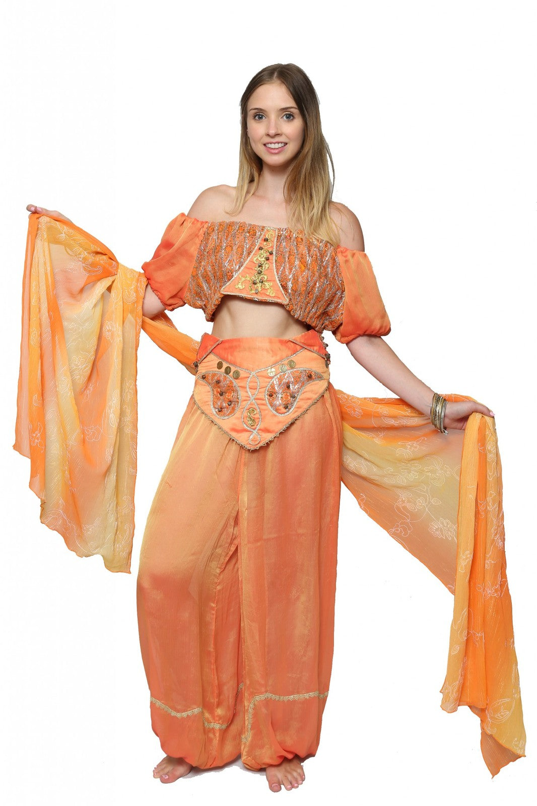 Midriff Genie - Orange Hire Costume*
