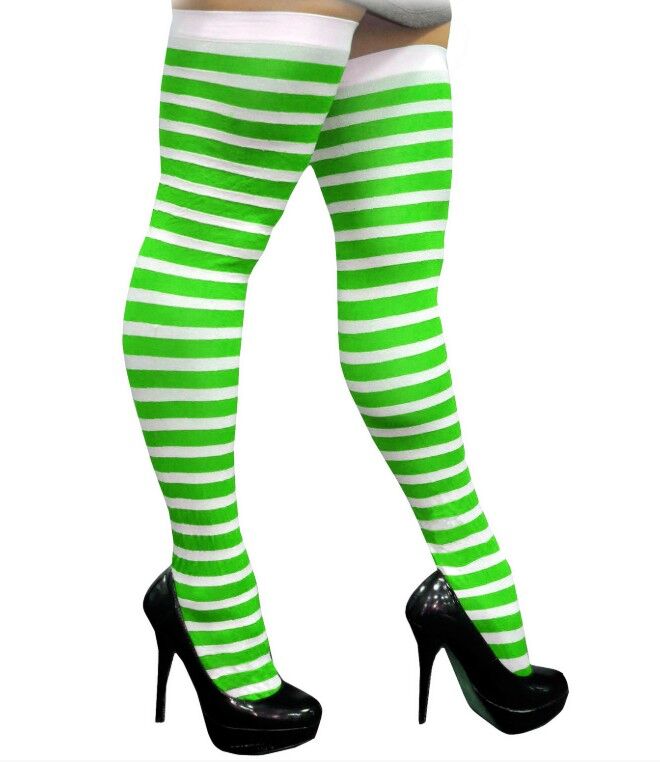 Stockings - Green & White Stripe