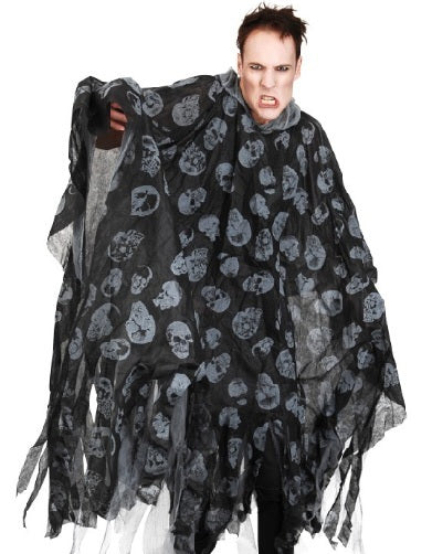 Graveyard Hooded Skull Print Cloak