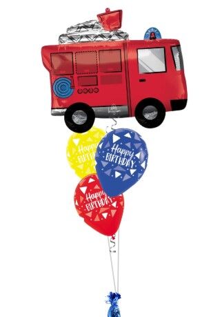 Fire Engine Semi-Luxe Birthday Balloon Bouquet