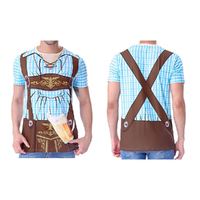 Oktoberfest Printed Lederhosen Shirt - Blue