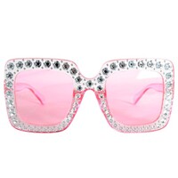 Square Pink Diamonte Glasses