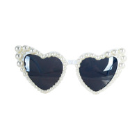 Pearl Trim Love Heart Sunglasses