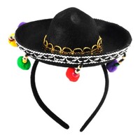 Mini Sombrero Headband with Pom Poms