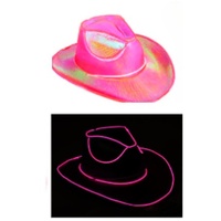 Cowboy Hat - Light-Up Metallic Pink