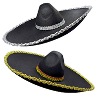 Mexican Sombrero - Black with Bright Trim