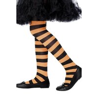 Child Witch Tights - Orange & Black - 6-12 Yrs