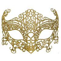 Gold Glitter Lace Masquerade Eye Mask 