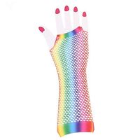 Long Rainbow Mesh Fingerless Gloves 