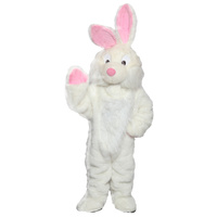 Easter Bunny Mascot - Full Face 1 - White Hire Costume*