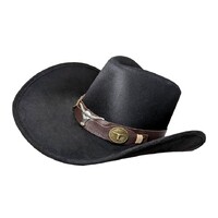 Cowboy Hat - Deluxe Black Bullhorn