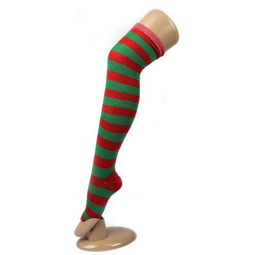 Christmas Over-Knee Socks - Red & Green