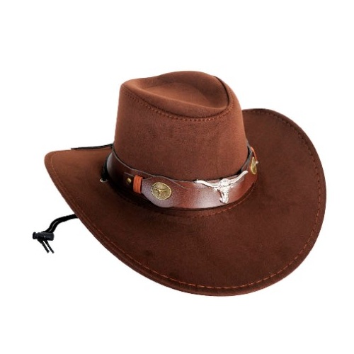 Cowboy Hat - Deluxe Brown Bullhorn