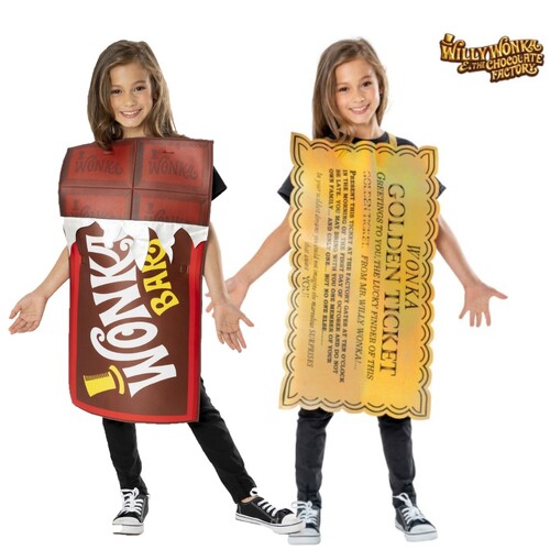 ONLINE ONLY:  Wonka Reversible Golden Ticket - Chocolate Bar Kid's Costume