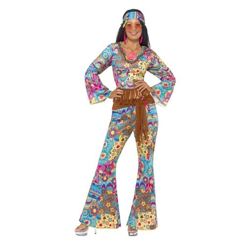 Hippy Flower Power Girl Adult Costume [Size: M (12-14)]