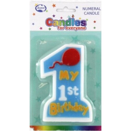 1st Birthday Jumbo Blue Number Candle