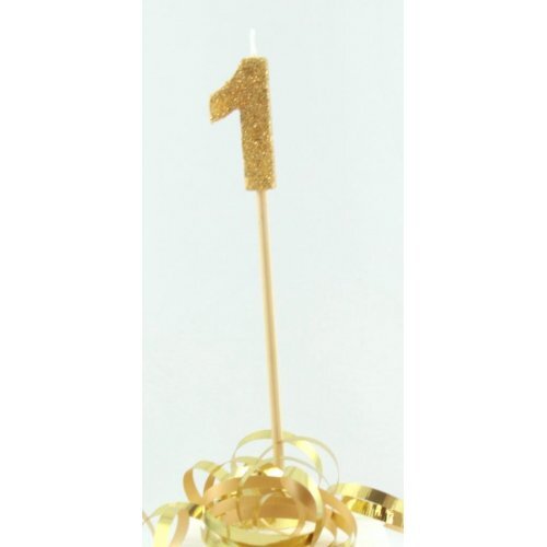 Gold Glitter Long Stick Candle - # 1