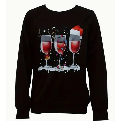 Novelty Christmas Sweater - Wine Time [Size: M-L (12-14)]