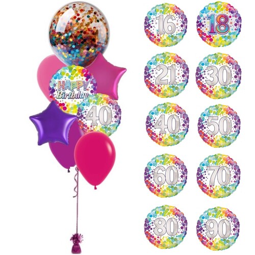 Colourful Confetti Star Milestone Birthday Bouquet