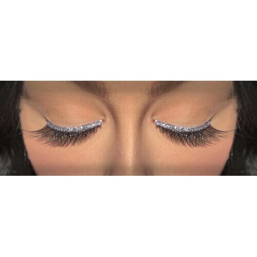 Eyelash - Black with Silver Glitter Trim