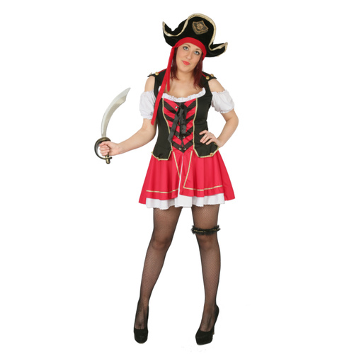 Black & Red Pirate Dress Hire Costume*