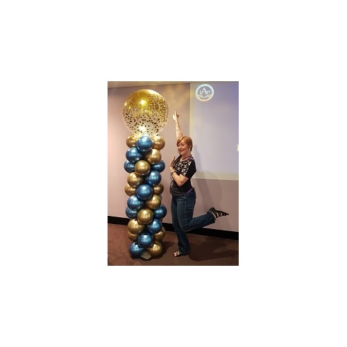 Spiral Balloon Column with Jumbo Confetti Topper