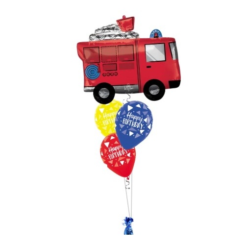 Fire Engine Semi-Luxe Birthday Balloon Bouquet