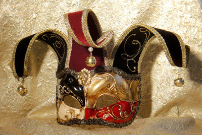 Zane Joker Red Deluxe Italian Masquerade Eye Mask