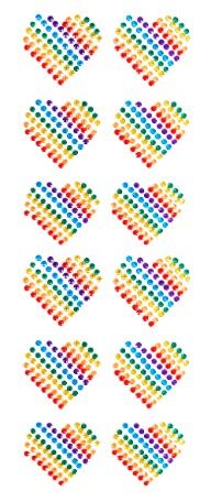 Rainbow Diamonte Heart Body Jewels - 12 Pk