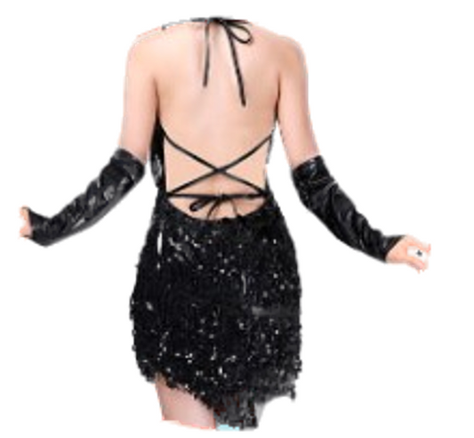 Sequin Tassel Dress - Gold