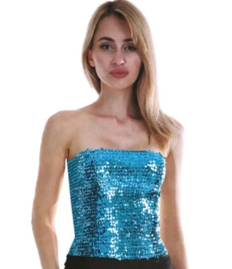 Blue Sequin Boob Tube