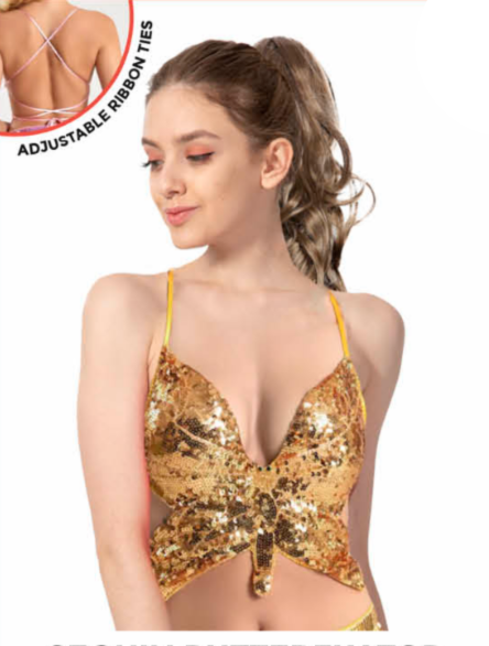 Gold Sequin Butterfly Top