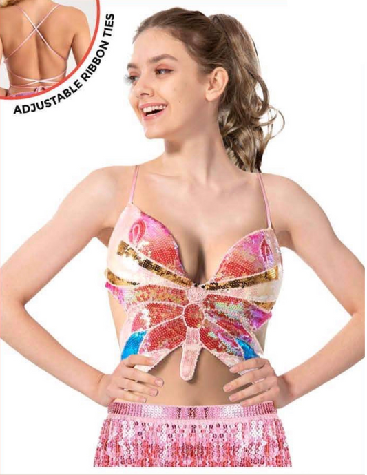 Pink Sequin Butterfly Top