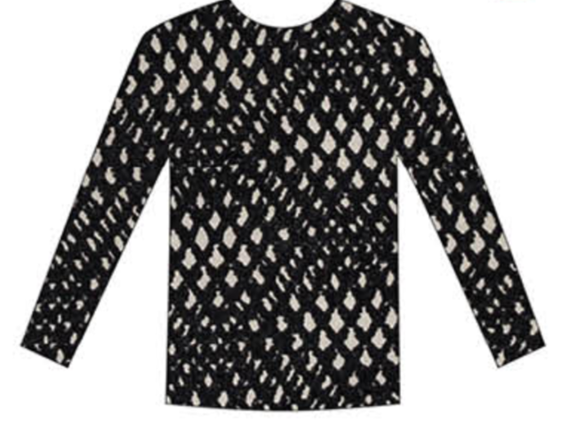 Long Sleeve Mesh Top - Black